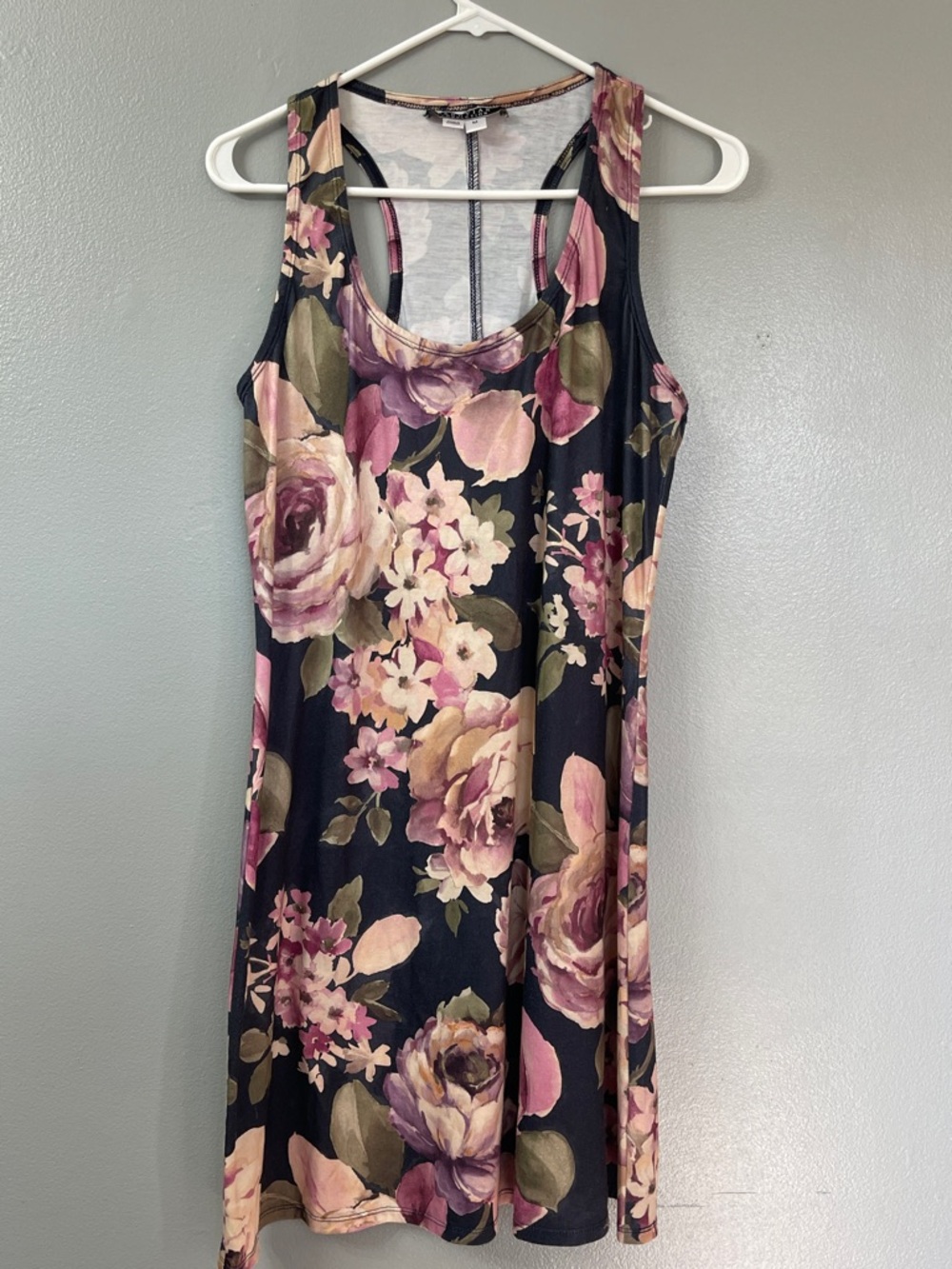 Peruvian connection rose floral pattern racerback T-shirt dress medium